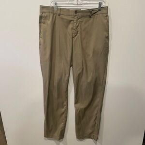 Nike Dri-Fit Golf Pants Khaki Mens 34x32 Flat Front Straight Leg Performance